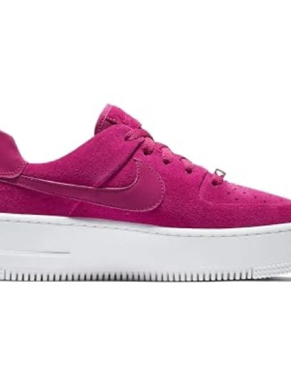Nike Women’s Fuchsia Suede Air Force Ones White Platform Sole